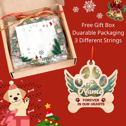 MAPrints Personalized Wooden Dog Cat Paw Suncatcher Ornament Christmas 2024, Custom Dog Paw Suncatcher Wood Ornaments with Names, Pet Paw Wooden Dog Ornament, Pet Paw Christmas Ornament (PAW 4)