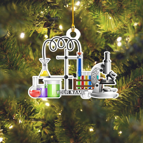Pretyprints Personalized Chemistry Glass Shape Flat Ornament, Biological Science Christmas Ornament, Chemistry Ornament Scientist Ornament for Chemistry Lover (Style 23)