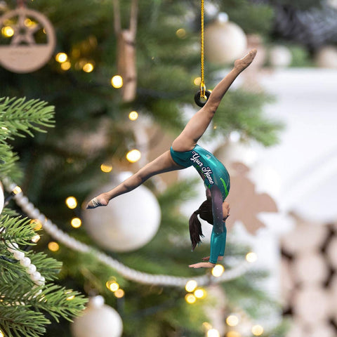 Paniprints Personalized Name Gymnastics Ornament 2024, Gymnast Christmas Ornament Girl, Gymnast Ornament for Xmas Decoration (Gymnastic 8)