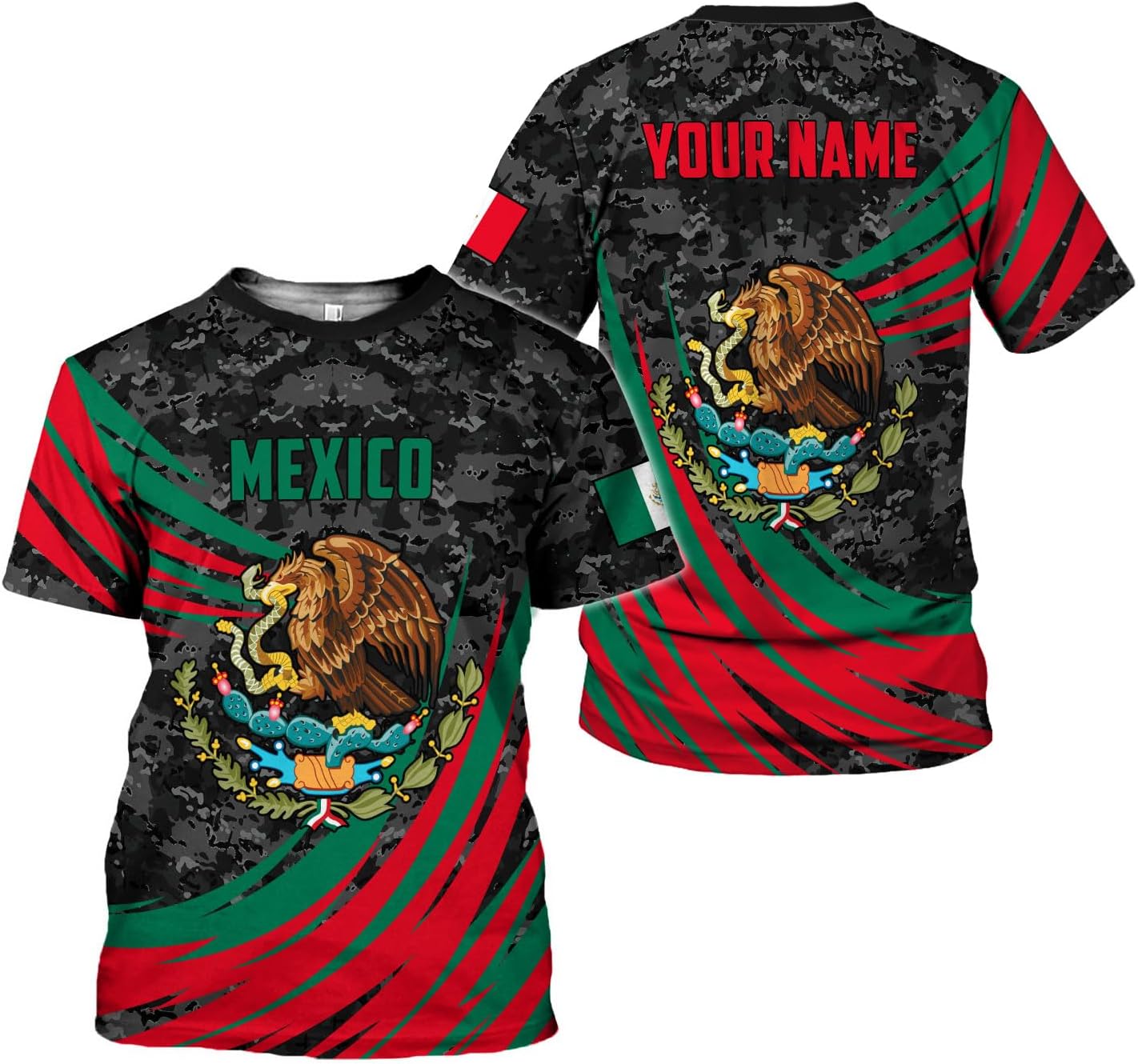 RoyalBro Personalized Mexico Shirt, Camisas de Mexico Customized Mexican Shirts Mexican Flag Mexico 3D Shirt for Men Women