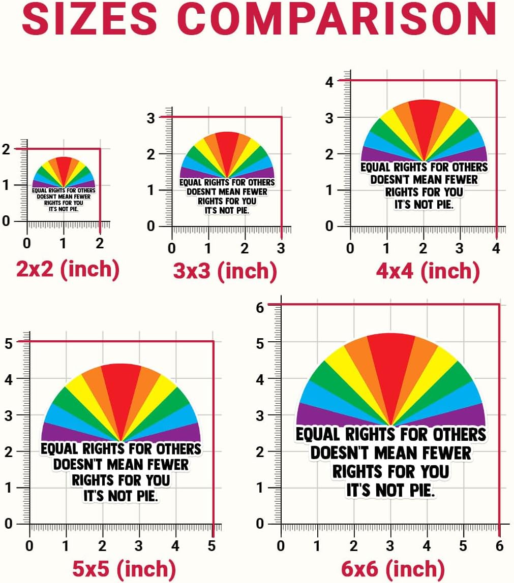 3Pcs Equal Rights For Others Sticker Does Not Mean Fewer Rights For You Its Not Pie Sticker, LGBTQ Pride Stickers, Pride Love Rainbow Flag Sticker- Stickers For Laptop Water Bottle Phone Car Helmet 3"