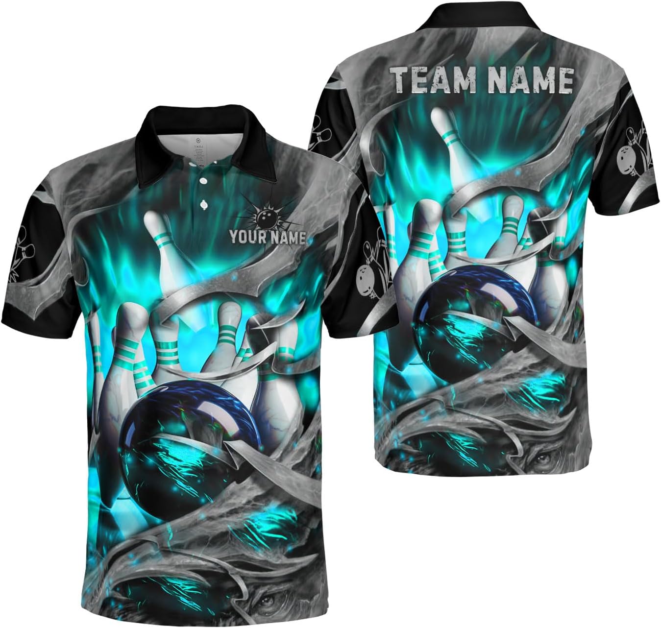 Mostprints Personalized Name Bowling Polo Shirts 3D for Men and Women, Bowling shirt, Bowling Shirts for Men Team Bowling Shirt
