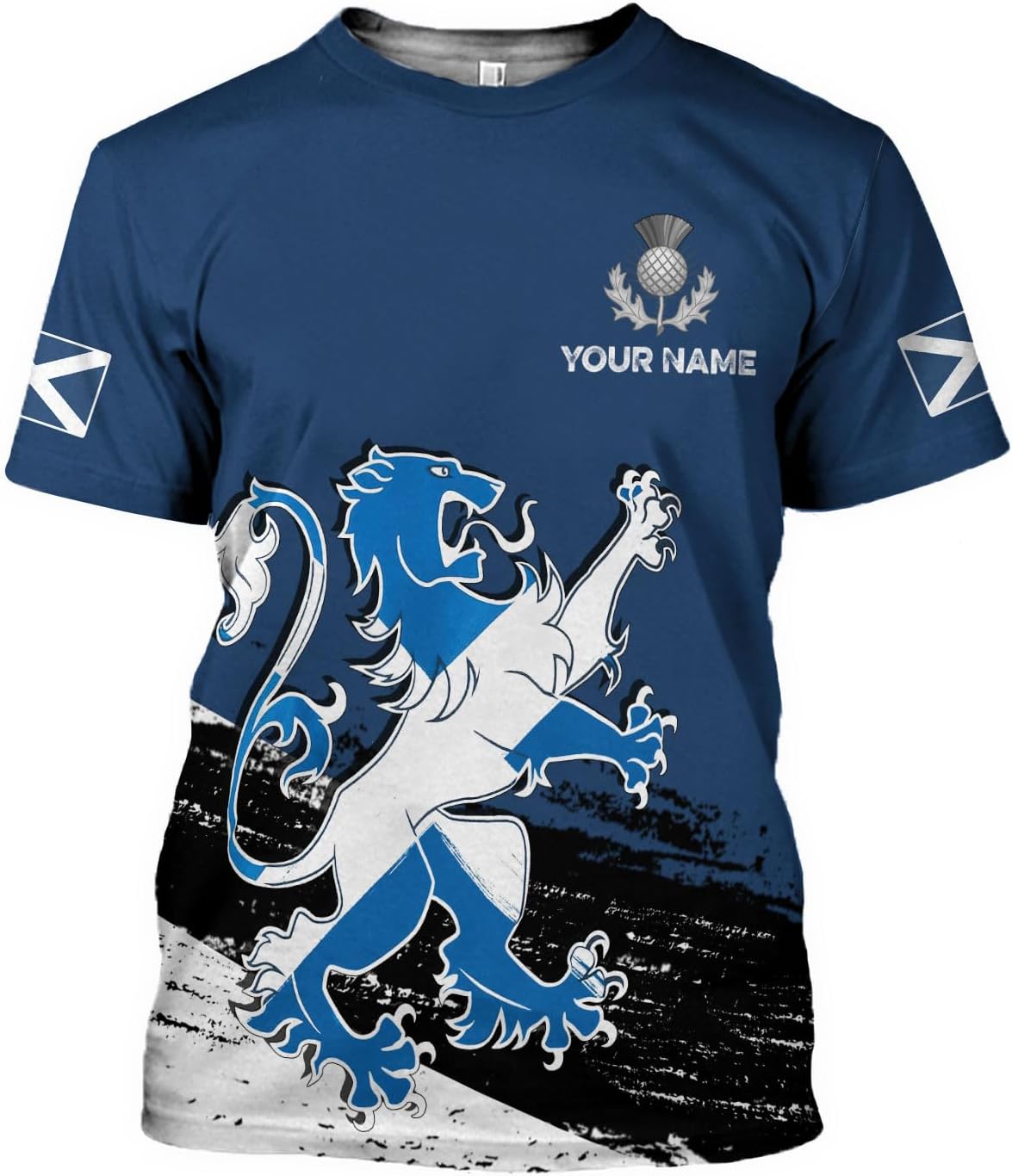 Custom Scotland Shirts for Men Scottish Rampant Lion Scotland Coat of Arms Banner T-Shirt Lion Scottish Pride Gift Shirts 3D