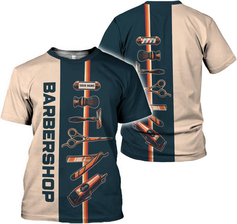 AOVL Personalized Name Barber Shirts Barber Shirt 3D for Men Custom Barber Shirt for Men Women Barber Shop Shirt Gift Barber