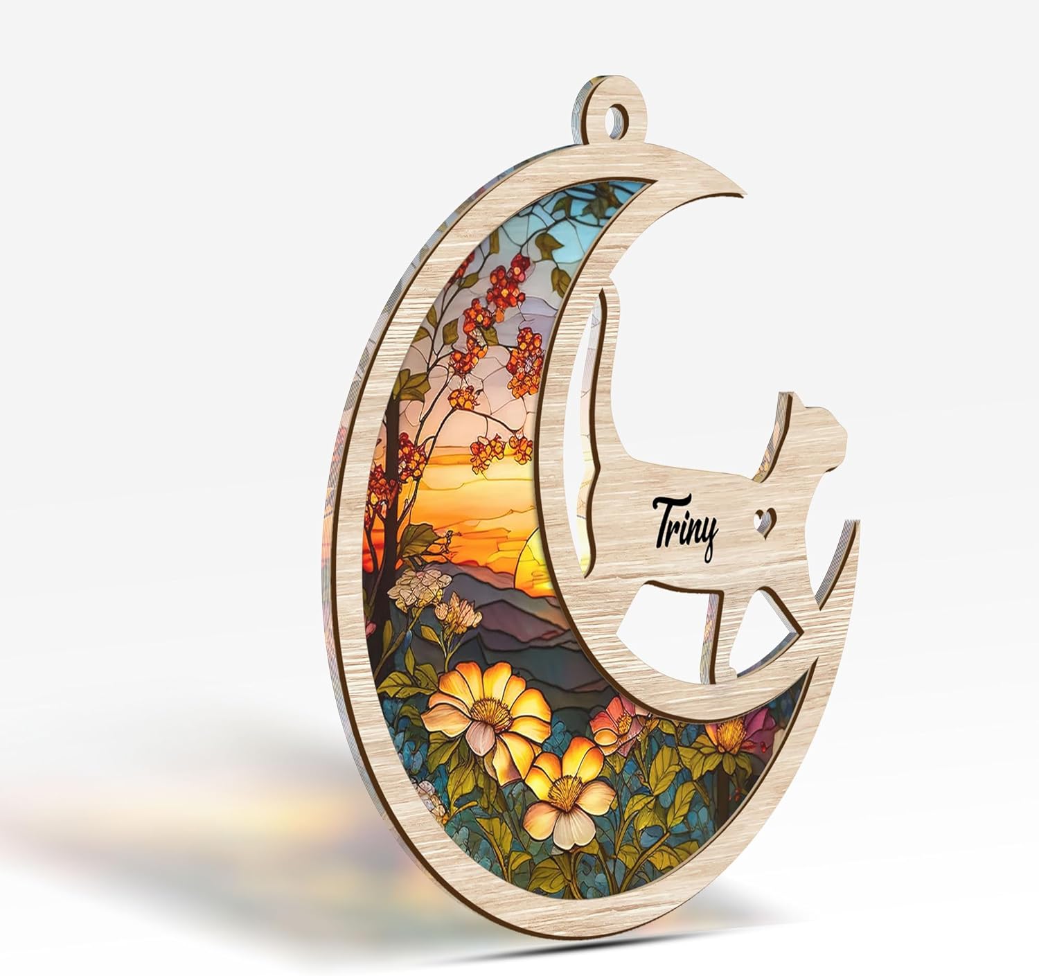 Mostefy Personalized Wooden Dog Cat Paw Ornament Christmas, Custom Dogs Cat Suncatcher Pet Name Ornaments, Customized Memorial Dog Ornament for Christmas Tree (Suncatcher 3)