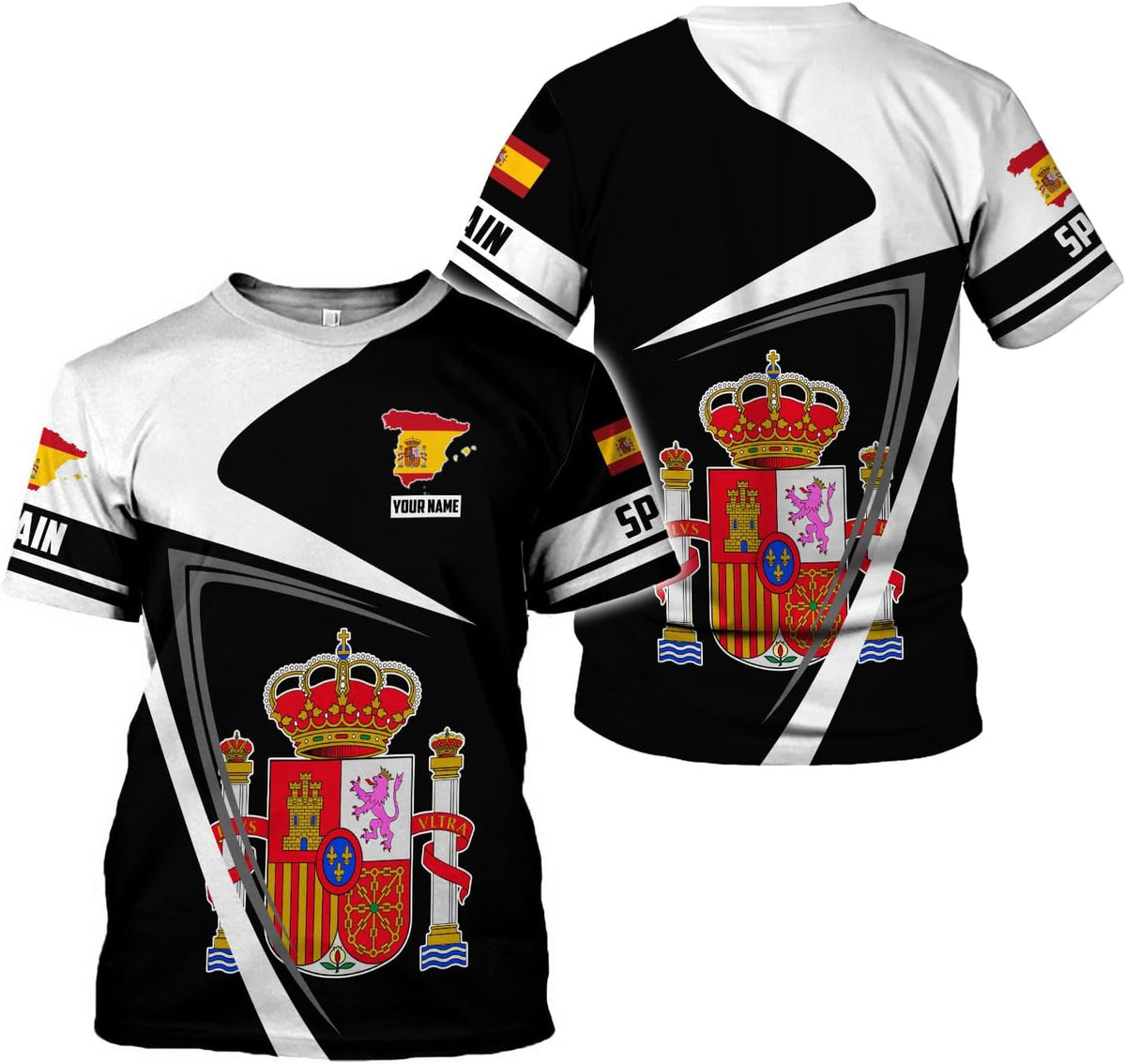 MoonArt Personalized Spain Shirt Custom Spain Espana Flag Shirts for Men and Women, Spain Spanish Pride