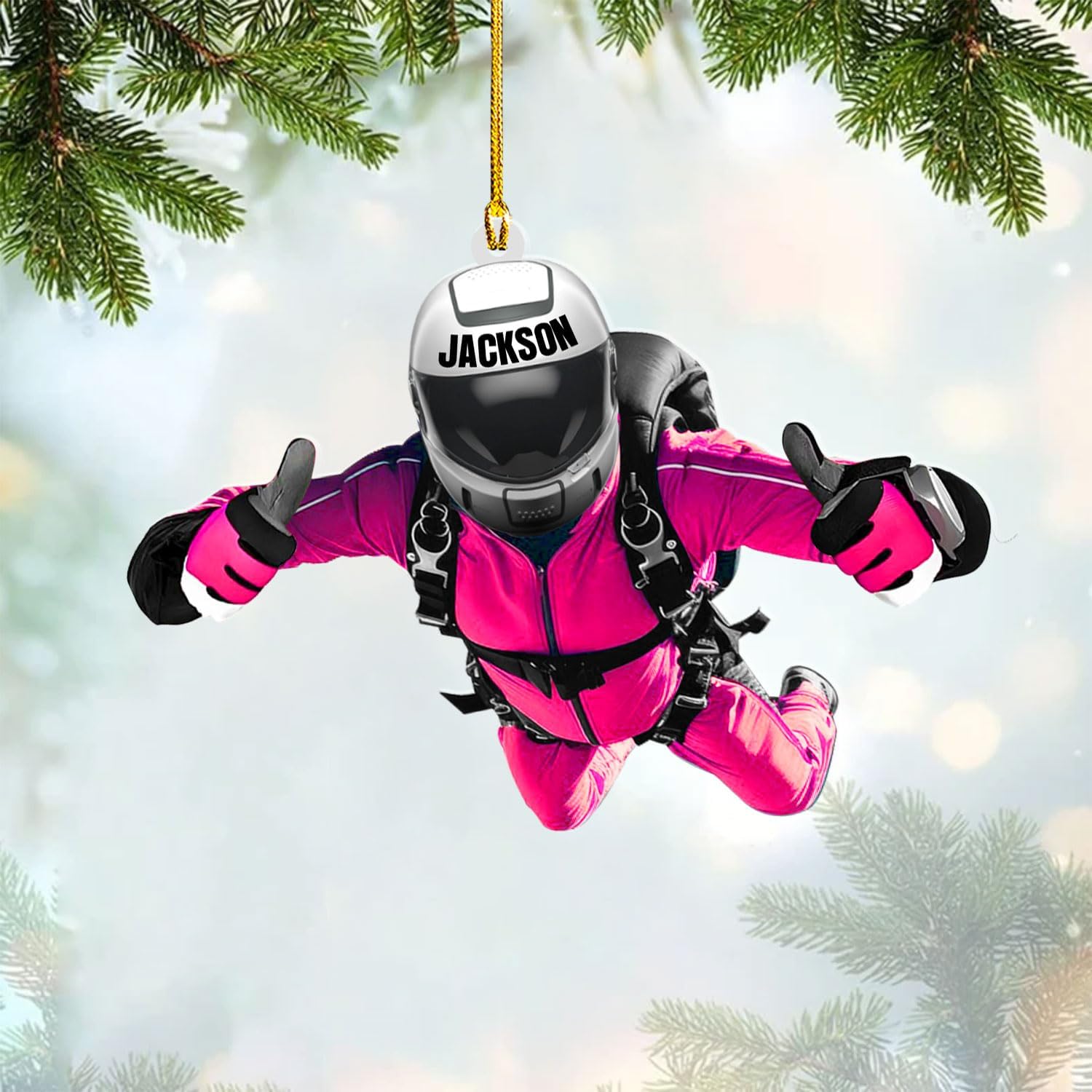Artparel Custom Skydiving Ornaments 2024 Skydiving Christmas Decorations Skydiver Ornament Skydiving Player for Skydiving Lover Skydiving Ornament for Xmas (SDV4)