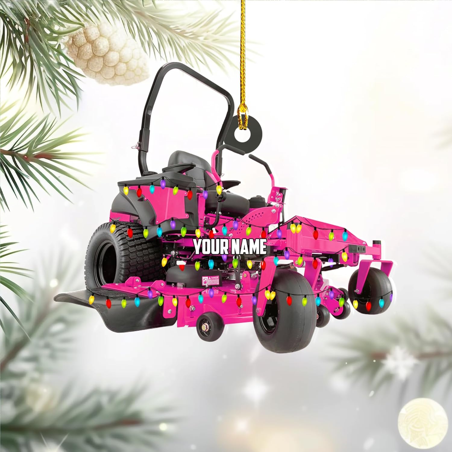 Artparel Custom Lawn Mowers Christmas Ornaments 2024 Custom Lawn Mowers Ornaments Farmhouse Lawn Mowers Driver Gifts Riding Mowers with Xmas Light Acrylic Ornament 2024 (LM6)