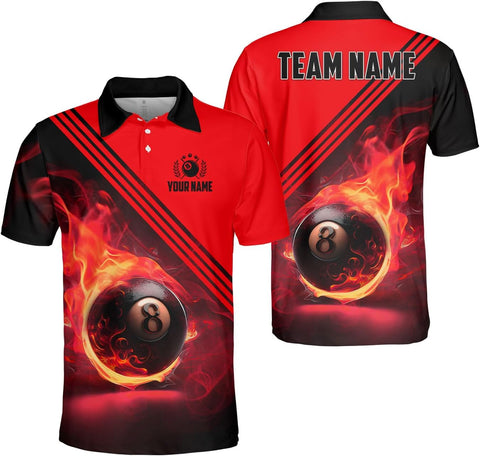 Ligthuy Personalized Billiard Polo 3D, 8 Ball Shirt, Billiards Shirts for Men, Billiard Gifts for Men and Women S-5XL