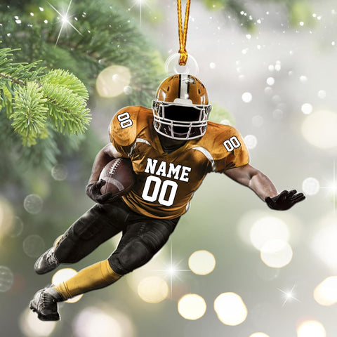 Artparel Personalized Football Ornament Customized Football Christmas Ornaments Football Ornament Christmas Hanging D��cor Gift for Football Fans Football Gifts Gift for Football (FBH 1)