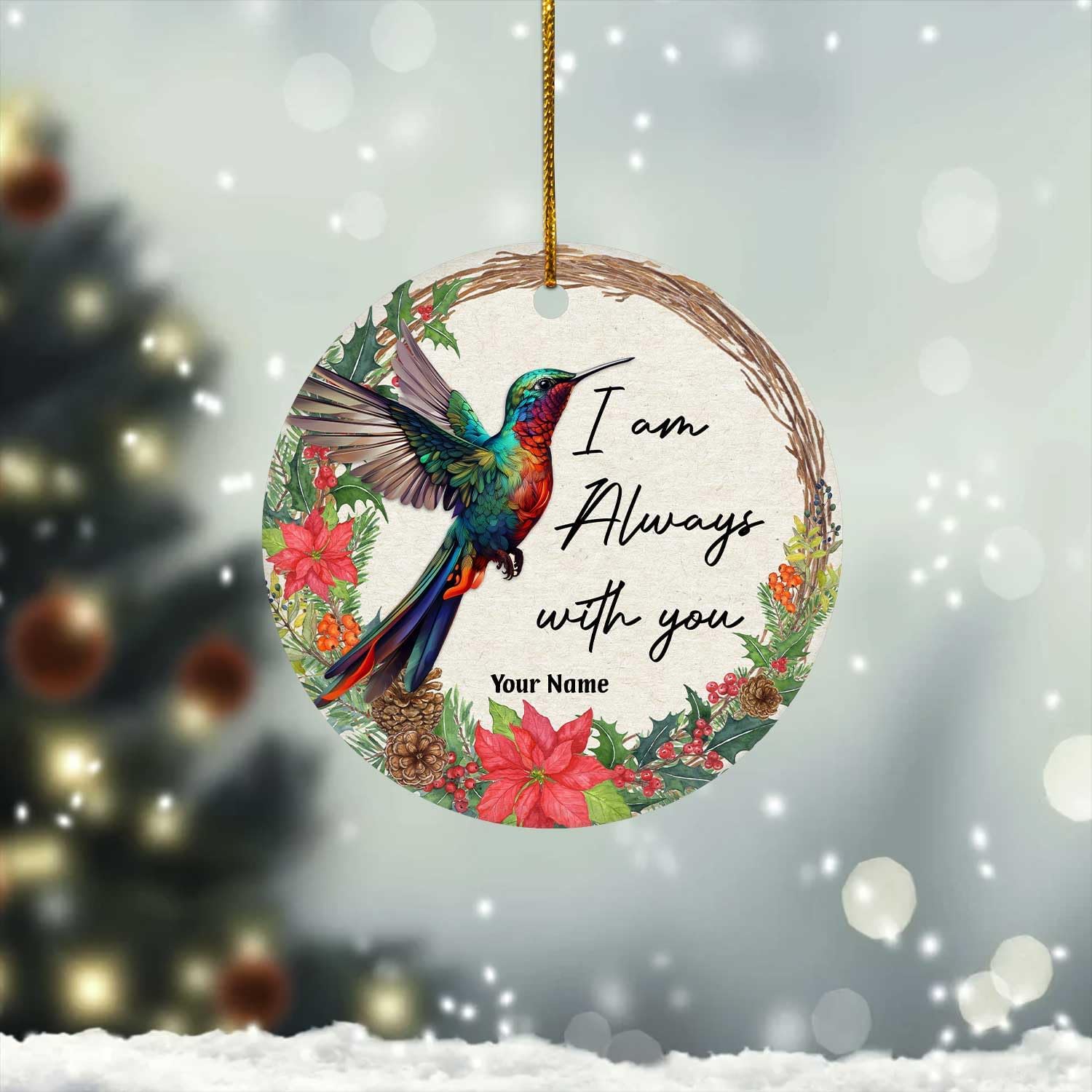 Personalized Hummingbird Ornaments for Christmas Tree 2024, Hummingbird Christmas 2024 Ornament, Bird Ceramic Ornament, Gifts for Bird Lovers (Bird 4)