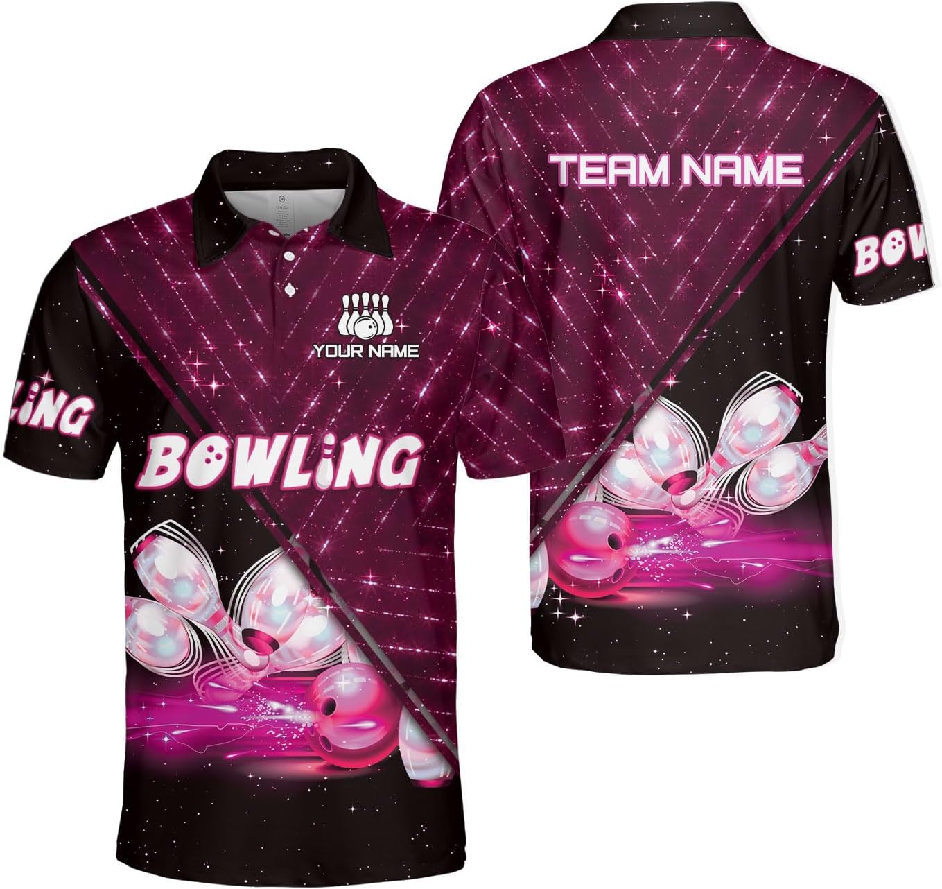 Custom 3D Bowling Polo Shirts for Men and Women Personalized Team Name Gift Unisex Customized Bowling Short Sleeve Polo Shirt
