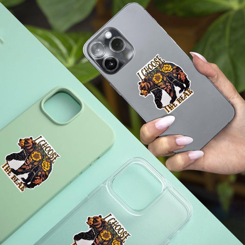 (3pcs) I Choose The Bear Sticker, Bear Sticker Die-Cut Waterproof Vinyl Sticker Laptop Water Bottle Window Phone Helmet