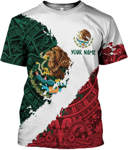 Mostprints Personalized Name Mexican Shirts 3D Customized Mexico Shirt US Flag, Mexican Shirts for women Unisex