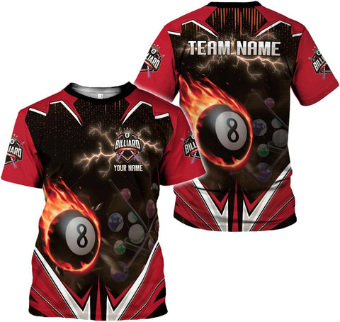 AOVL Personalized Billiard Shirts 3D Billiard Shirt Custom Billiard Flag Shirt Men's Pool Billiards Shirt 8 Ball Men Women