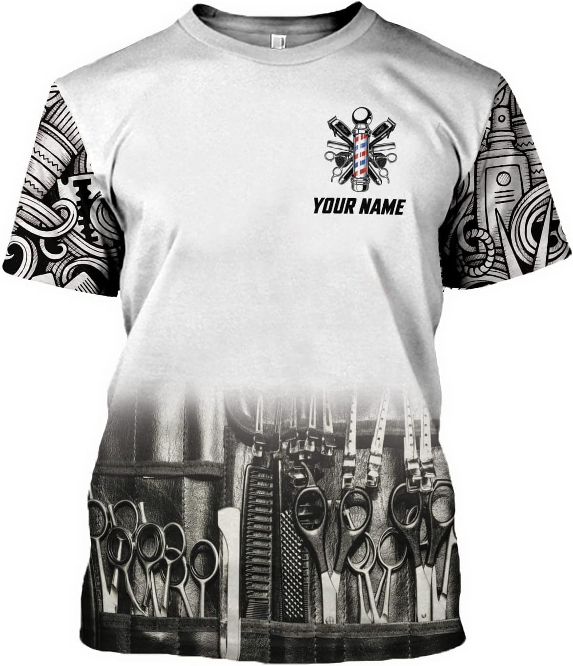 Personalized Barber Shop Shirt 3D Barber Shirts Hairdresser Haircutting Hairstylist Custom Salon Barber Tshirt Pole Scissors