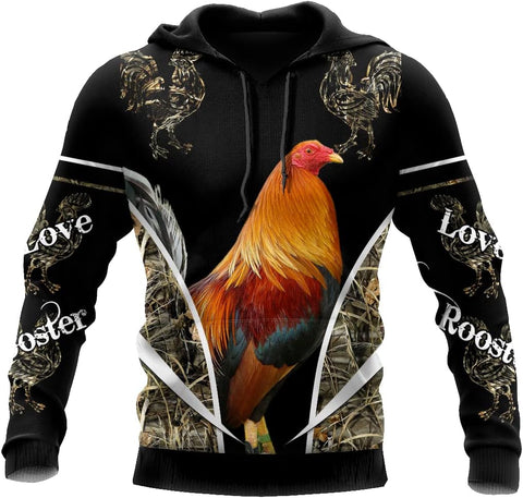 Rooster 3DHD Unisex Hoodie, T Shirt, Zip Up Hoodie, Sweatshirt for Men AD1221 Multicolor