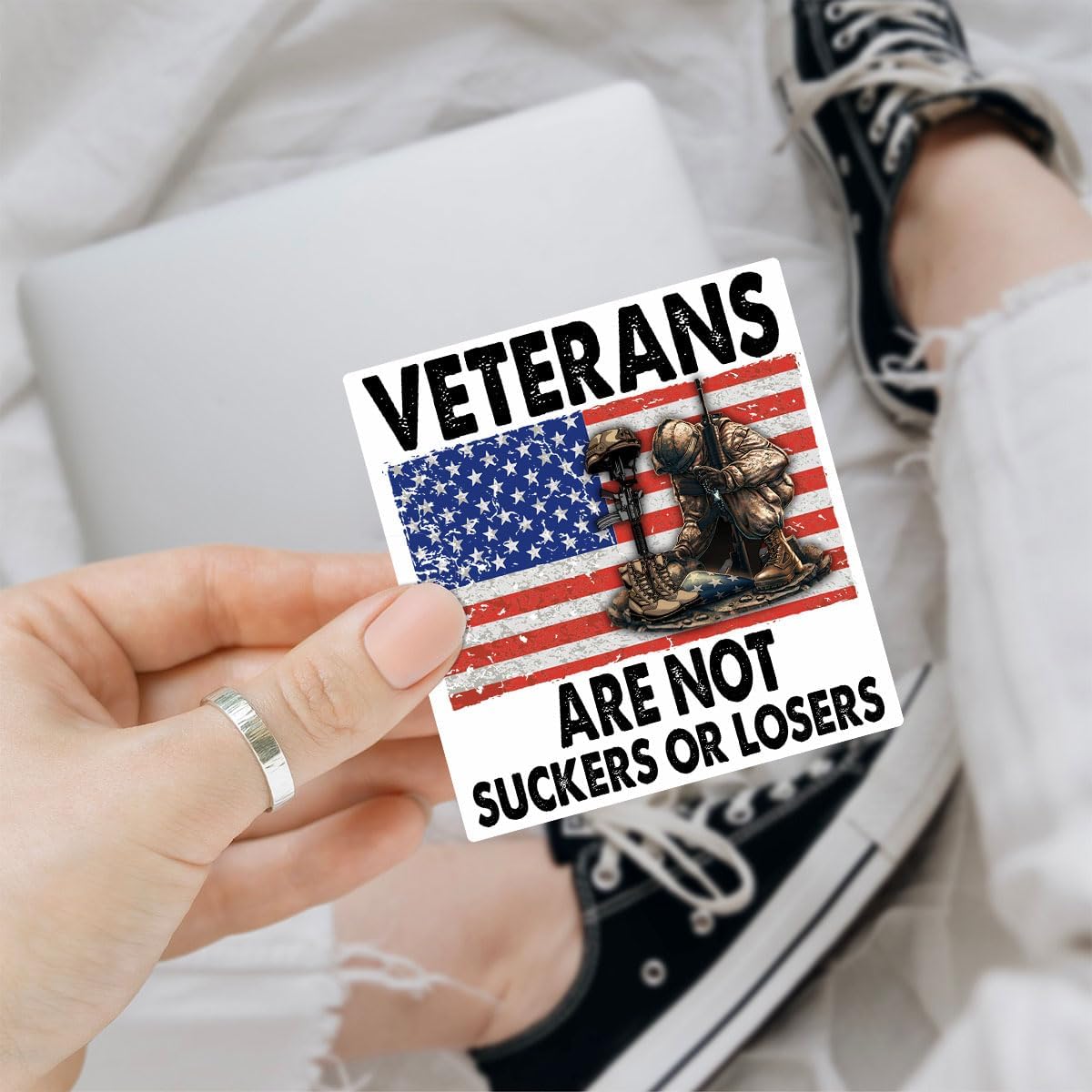(3 Pcs) Veterans are Not Suckers Or Losers Sticker, Funny Political Sticker Adult Humor Anti Trump Bumper Stickers -Vinyl Stickers for Laptop Water Bottle Phone Car Window Helmet 3 Inches (V3)