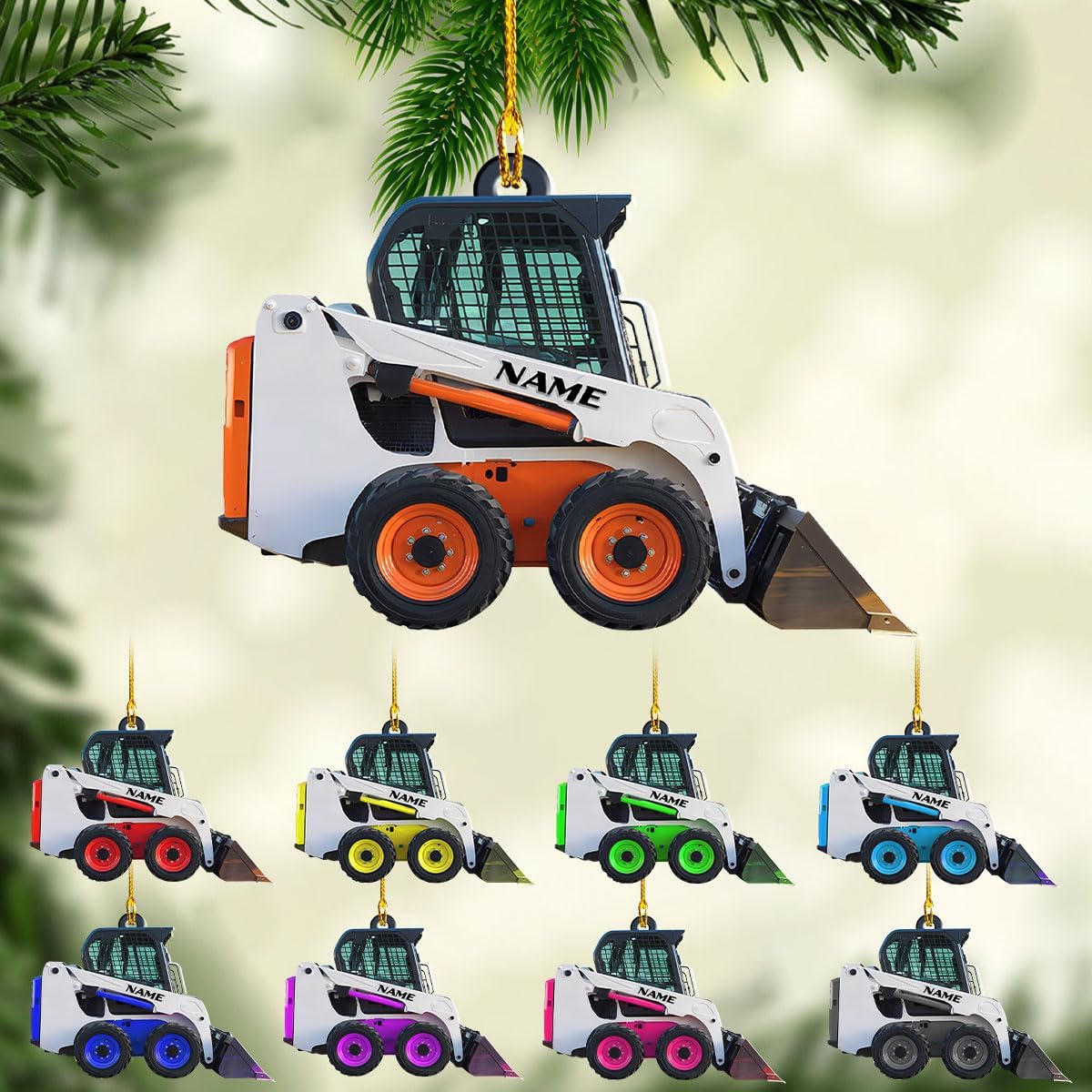 Artparel Skid Steer Loader Ornament Track Skid Steer Ornament Track Loader Ornaments for Christmas Tree Skid Steer Machine Ornaments 2024 Tractor Loader Xmas Ornament Gifts (SSL4)