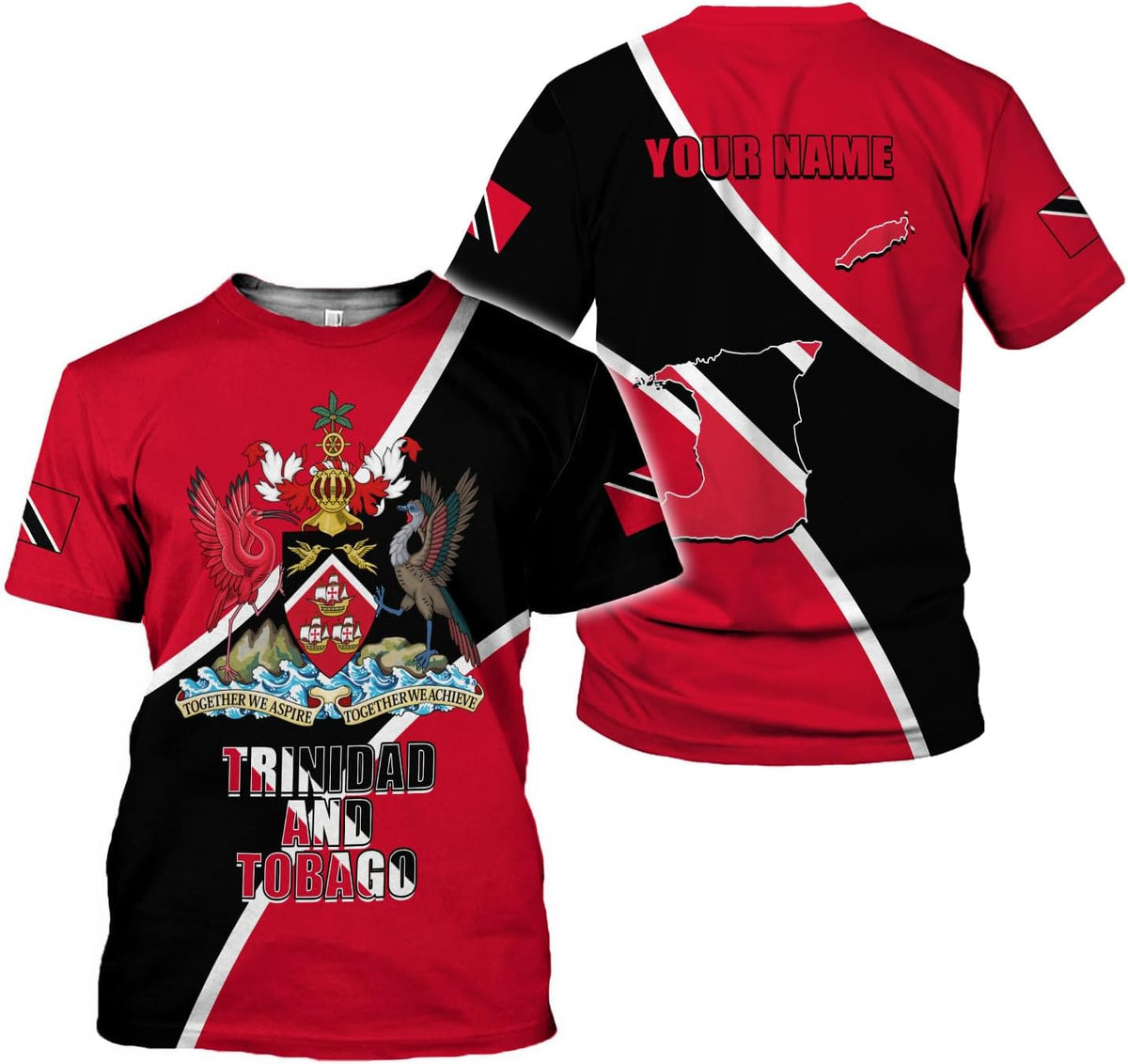 Artparel Personalized Trinidad and Tobago Shirt Trinidad and Tobago Coat of Arms Flag ShirtsTrinidad and Tobago Crest