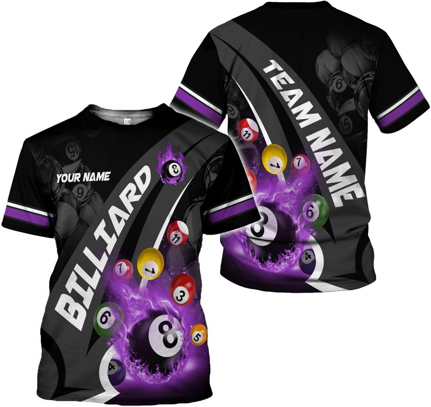 AOVL Personalized Billiard Shirts 3D Billiard Shirt Custom Billiard Flag Shirt Men's Pool Billiards Shirt 8 Ball Men Women