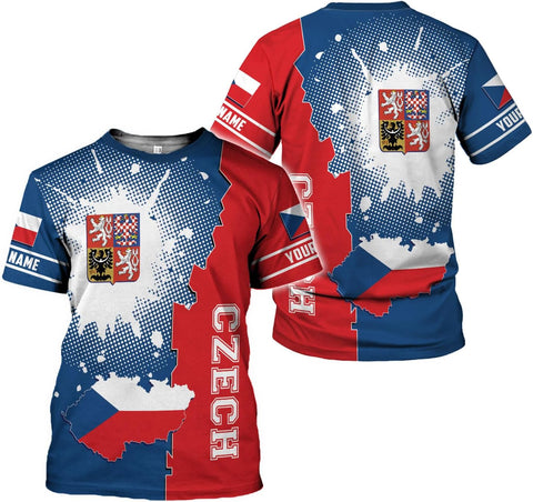 Personalized Czech Shirts 3D, Czechoslovakian T-Shirts, Czech Republic Flag Pride Shirt Unisex, Gifts for Czechs (CZ 3)