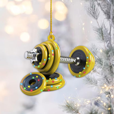 AOVL Personalized Weight Plate Ornament Weight Ornament Fitness Gift for Gym Ornament Merry Liftmas Christmas Hanging Ornaments Weight Plates Ceramic Ornament (Fitness 3)
