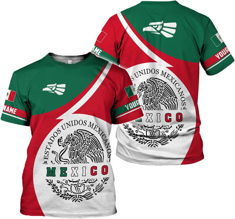 Mostprints Personalized Name Mexican Shirts for Men 3D, Customized Mexico Shirts for Men, Mexico Shirts for Women Mexico Shirt