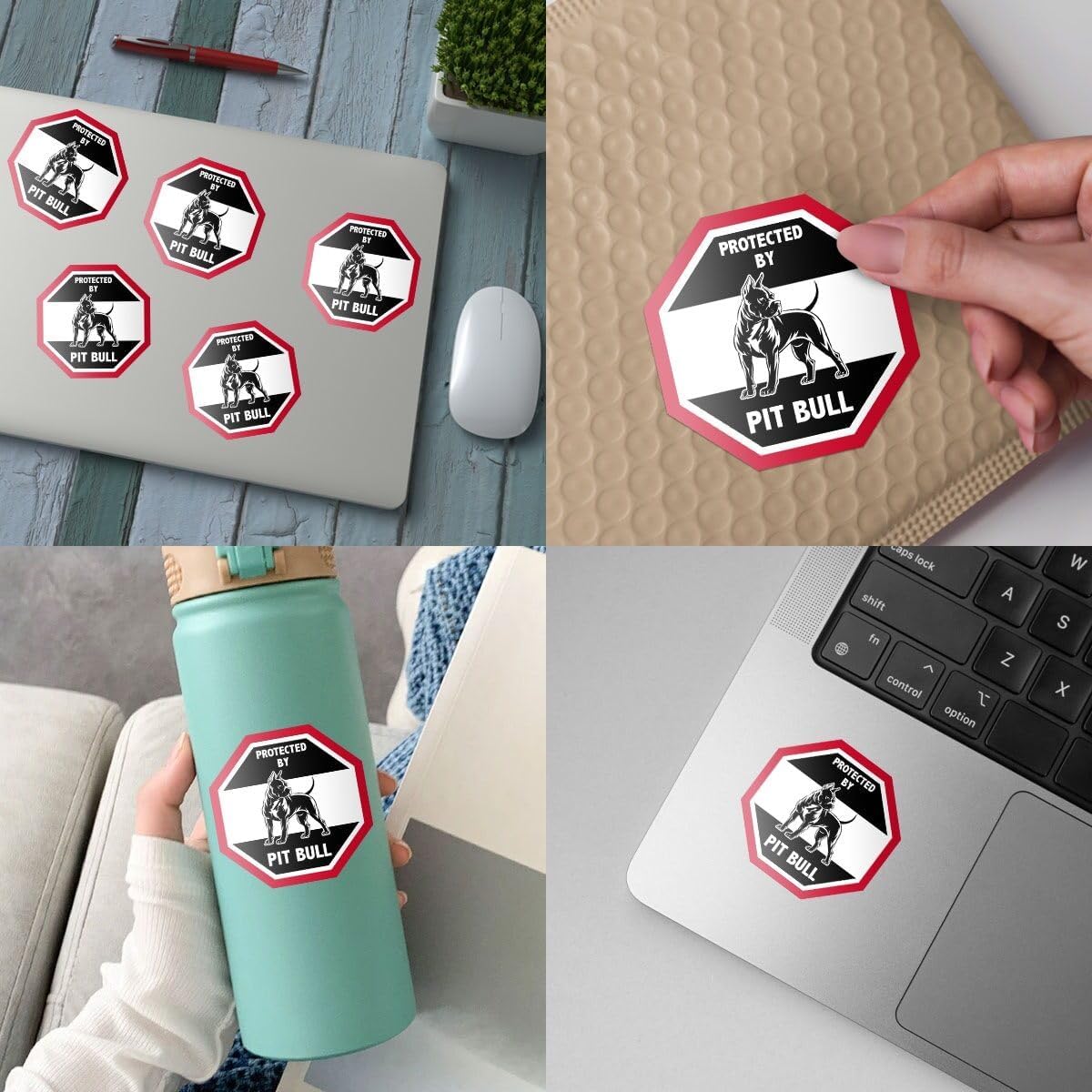 (3PCS) Protected by Pit Bull Sticker Stickers-Beware of Pitbull Sign, Guard Dog Vinyl Decal for Car, Home & Laptop – Durable Outdoor Pitbull Bumper Sticker, Vinyl Decal - 3 Inch