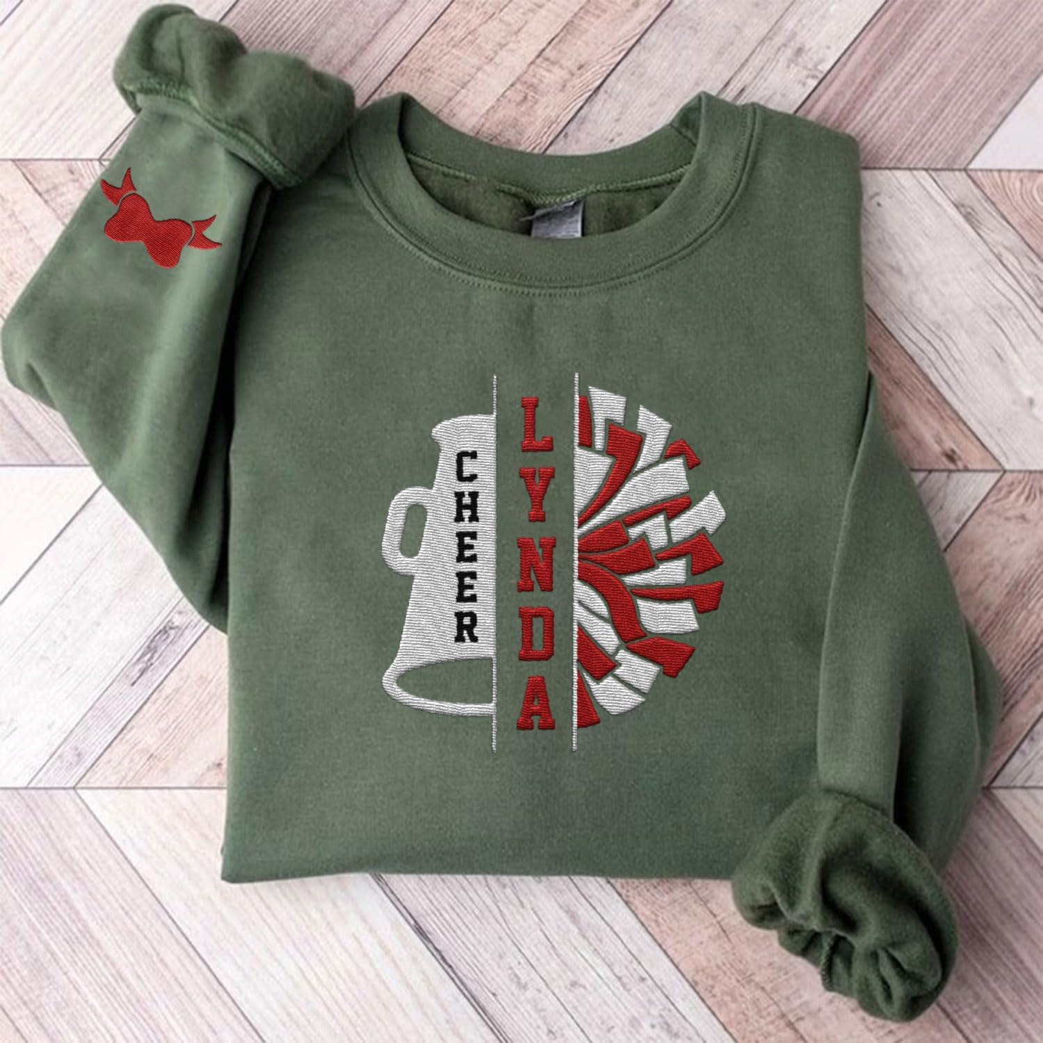 Personalized Embroidered Cheer Mom Sweatshirt Custom Proud Cheerleader Mom Embroidery Sweatshirt Gift for Cheerleader Mother (Cotton, CM 4)