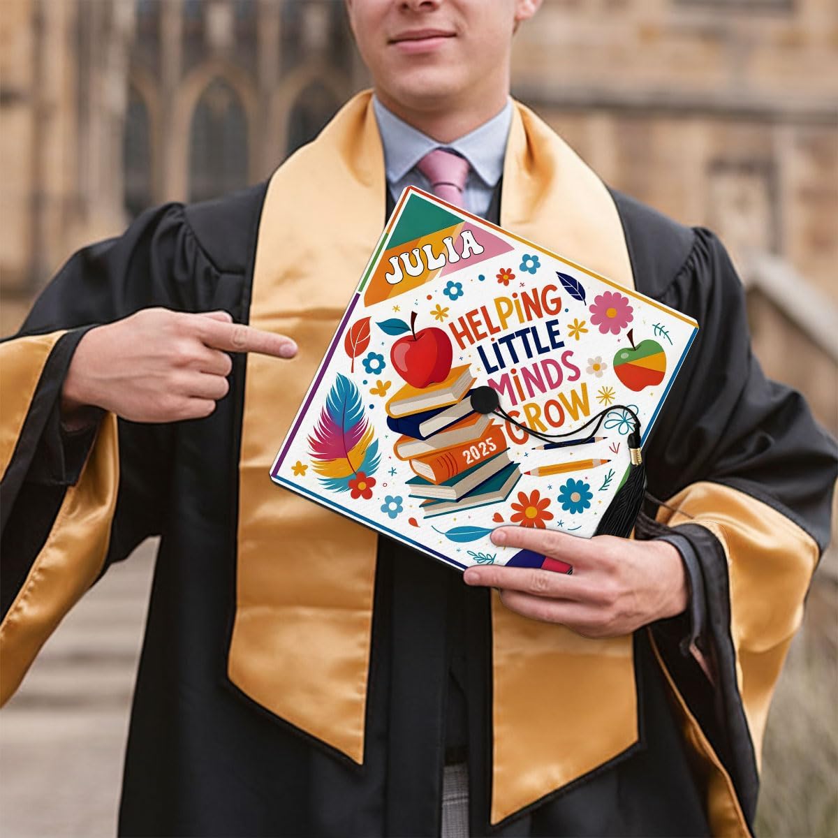 Pretyprints Personalized Teacher Graduation Cap Topper Teacher Gift Class Of 2025 Graduation Cap Decoration Topper
