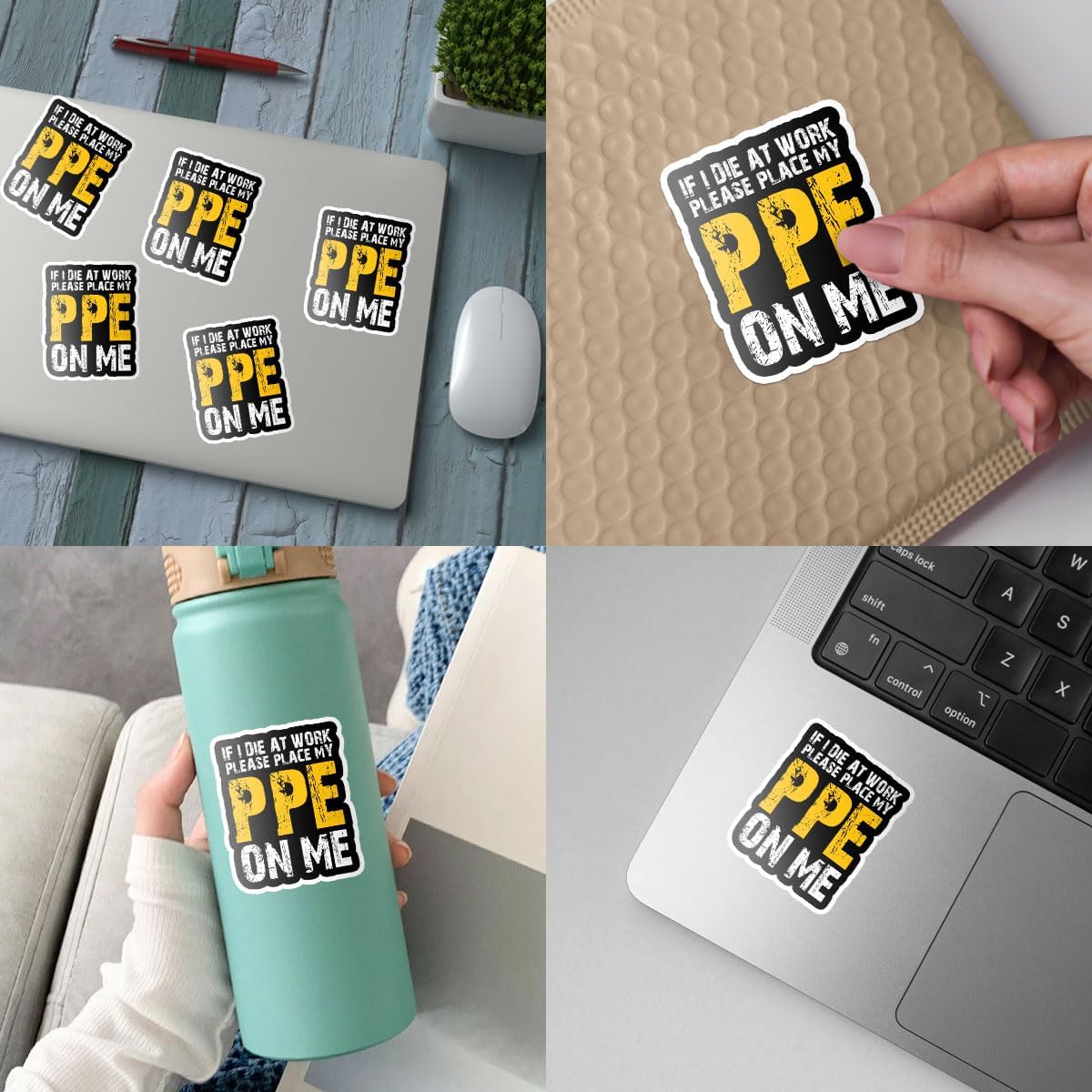 (3 Pcs) If I Die at Work Please Place My PPE On Me Sticker, Electrician Funny Safety Sticker - Stickers for Laptop Water Bottle Phone Car Window Helmet Vinyl Stickers 3 Inches