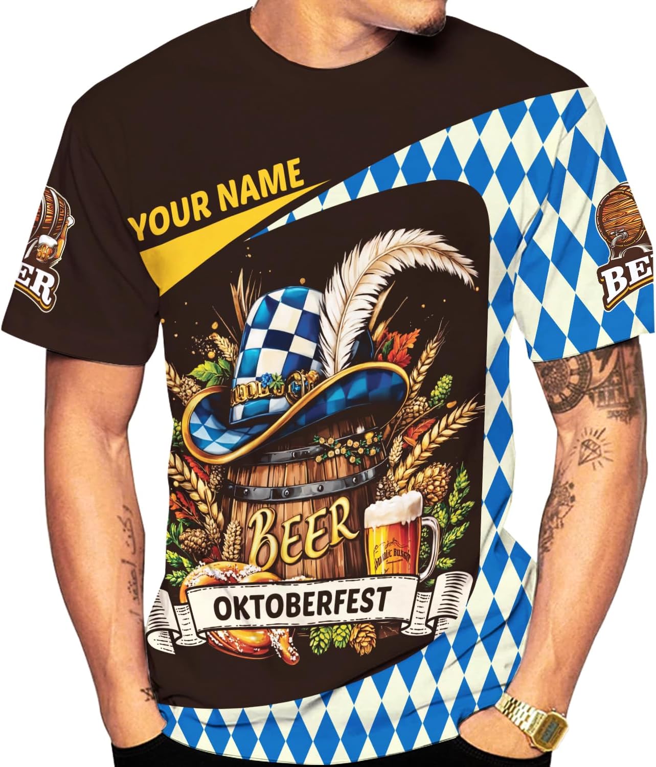 Pretyprints Personalized Oktoberfest Custom Name Shirt Gift For Beer Lover Oktoberfest 3D Shirts Beer Drinking Festival