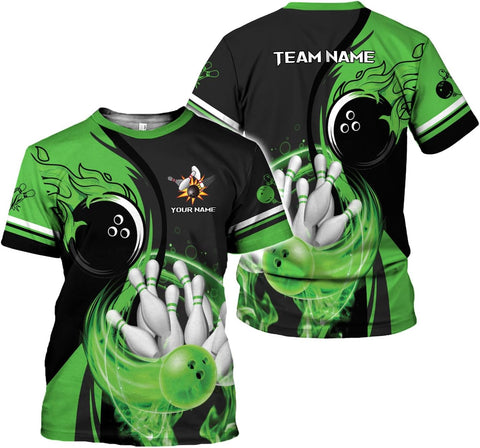 Rivelus Personalized Name Bowling Shirts for Men and Women 3D, Bowling Shirts for Team Bowling, Bowling Shirts Gift