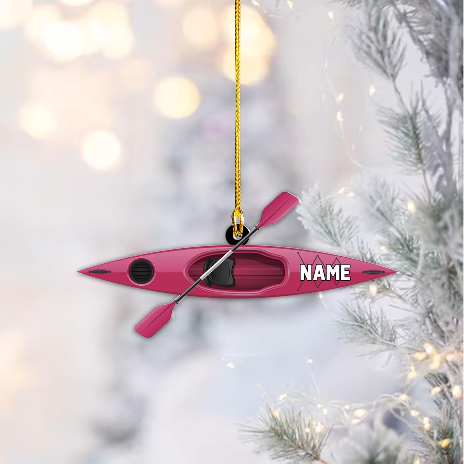 AOVL Personalized Kayak Ornament Lake Kayaking Board Ornament Kayak Gift for Christmas Tree Kayaking Christmas Ornament Kayaking Gifts Ornaments (Kayak 4)