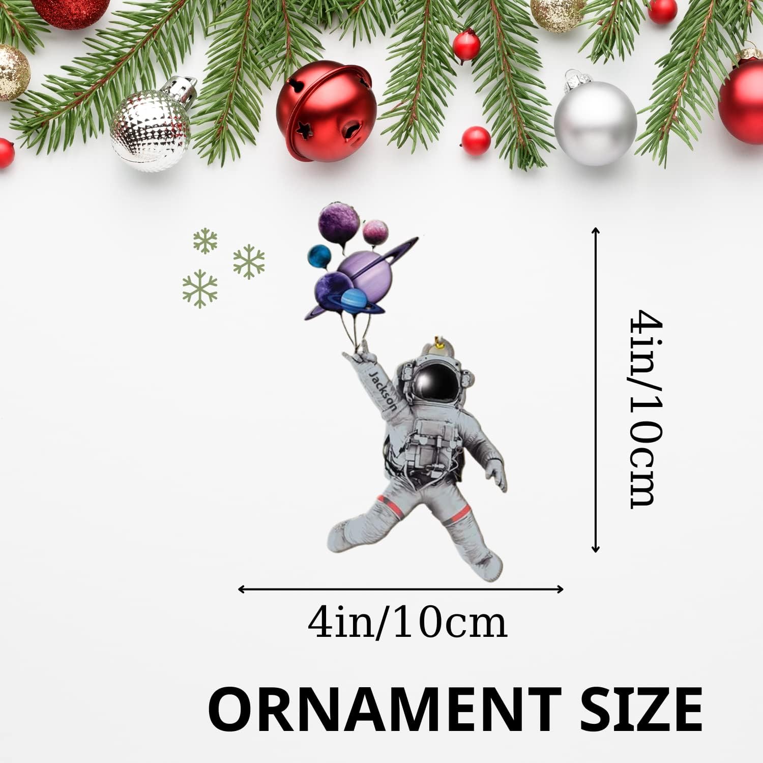 Personalized Astronaut Kids Christmas Ornament Custom Name Astronaut Christmas Tree Wood Plastic Ornament Ornament for Christmas Tree Xmas Home Decoration Gifts for Boys Children Space (ATN1)