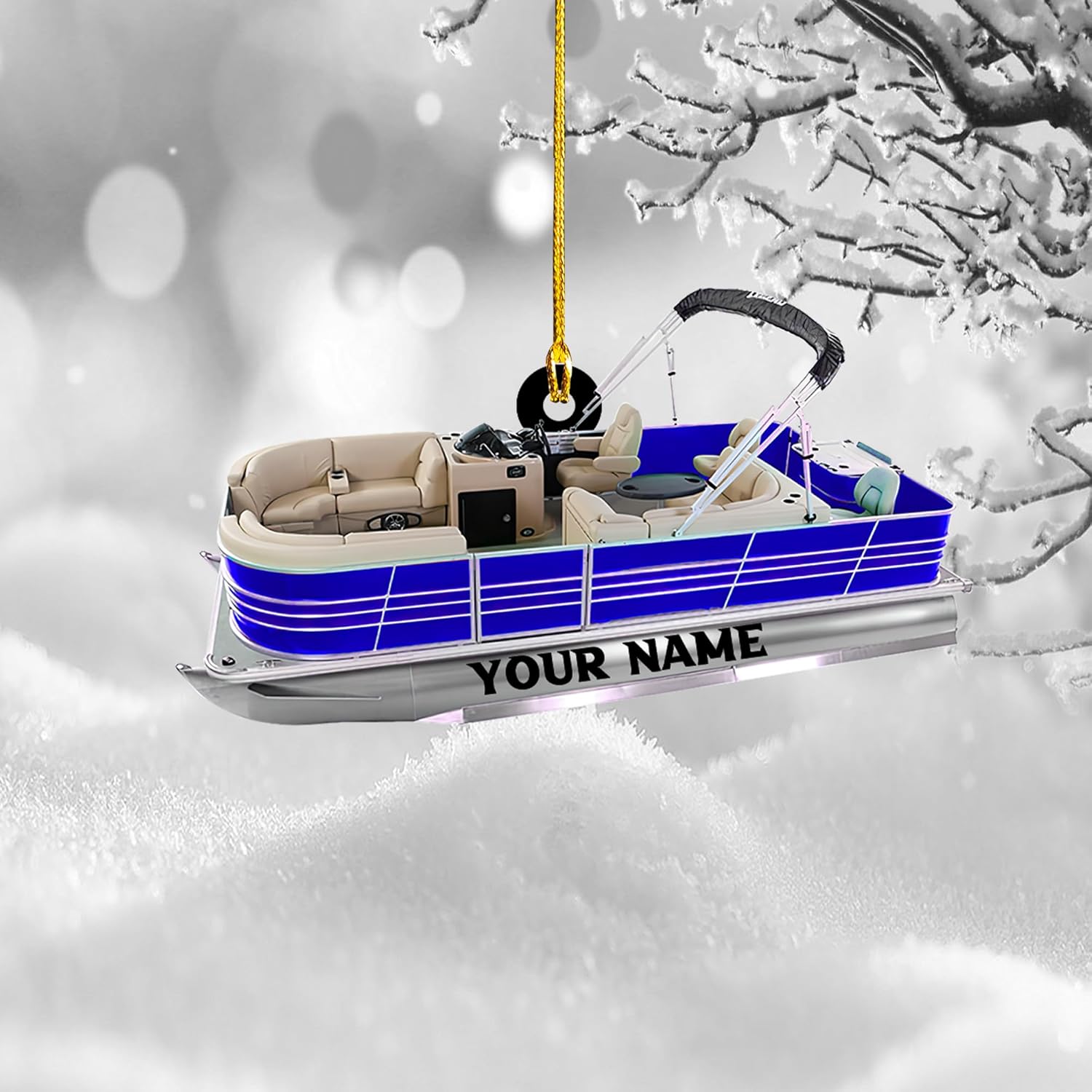 Parvii Personalized Pontoon Boat Ornament, Custom Pontoon Christmas Ornament, Pontoon Boat Christmas Ornament, Pontoon Boat, Christmas Tree Ornament, Custom Pontoon Hanging Ornament (PT 2)