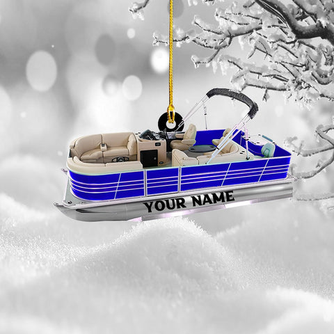 Parvii Personalized Pontoon Boat Ornament, Custom Pontoon Christmas Ornament, Pontoon Boat Christmas Ornament, Pontoon Boat, Christmas Tree Ornament, Custom Pontoon Hanging Ornament (PT 2)