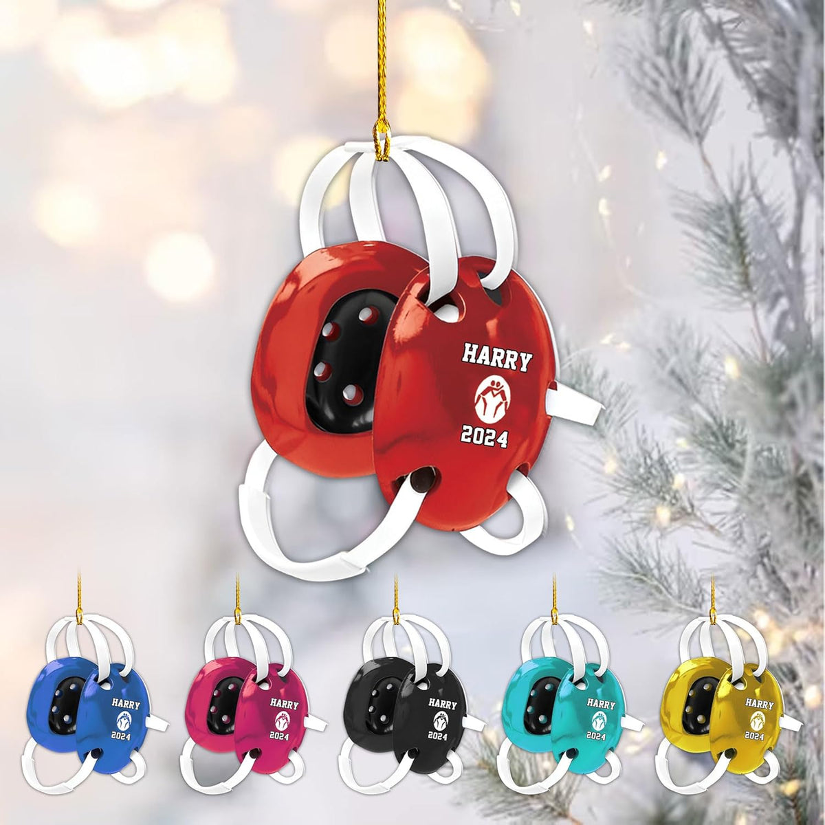 Artparel Personalized Wrestling Ornament Wrestling Helmet Ornaments Wrestling Christmas Ornament Gift for Wrestling Player Wrestling Christmas Tree Ornaments for Boys or Girls (Wrestling 2)