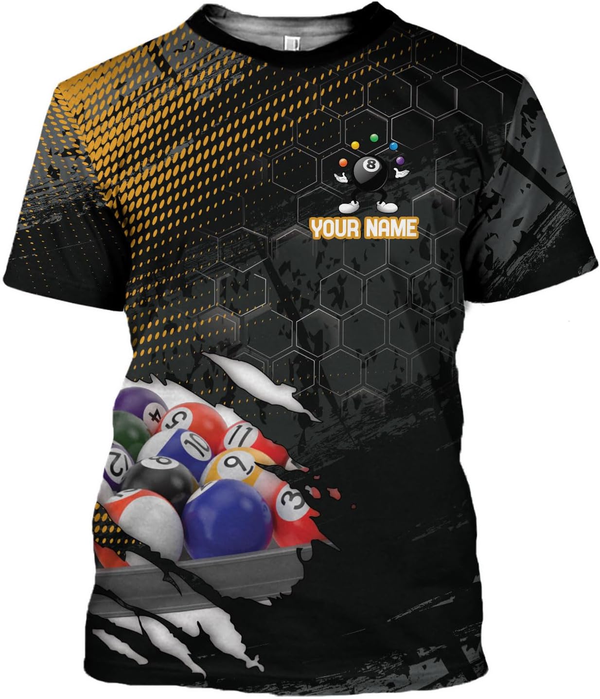Custom 3D Billiard Shirt for Men Women Personalized Pool Player Team Apparel with 8 Ball Flag Design Gift to Billiard Lovers