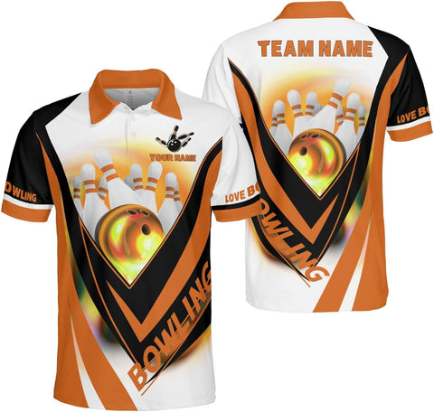 Ligthuy Personalized Name Bowling Polo Shirts 3D for Men and Women, Bowling Shirt, Bowling Shirts for Men Team Bowling Shirt