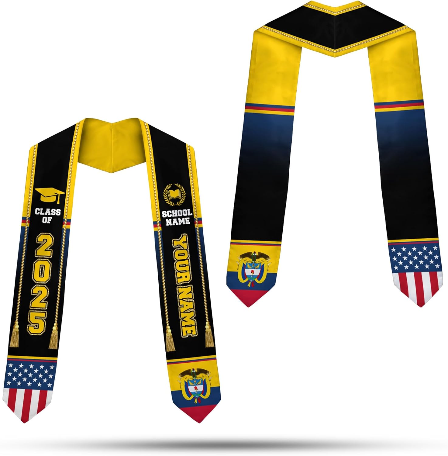 Pretyprints Colombians Graduation Sash, Custom Colombians American Flag Graduation Sash 2025, Colombia Graduation Stole