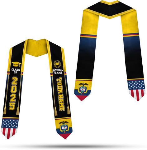 Pretyprints Colombians Graduation Sash, Custom Colombians American Flag Graduation Sash 2025, Colombia Graduation Stole