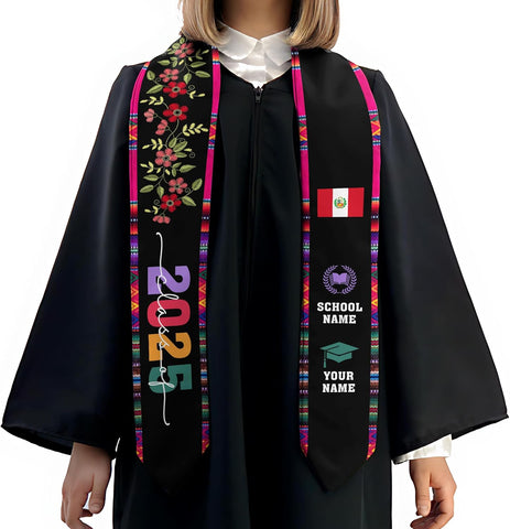 Pretyprints Peruvians Graduation Sash, Peru Graduation Stole Custom Personalized Peruvians American Flag Graduation Sash 2025