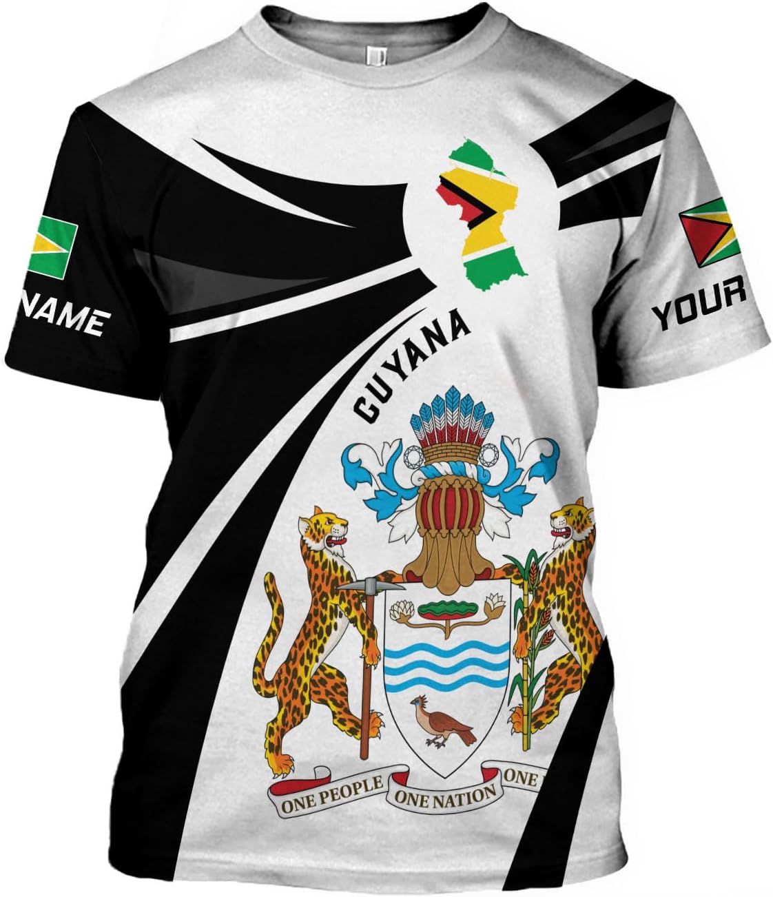 MoonArt Personalized Guyana Shirts - Guyanese Coat of Arms Flag 3D