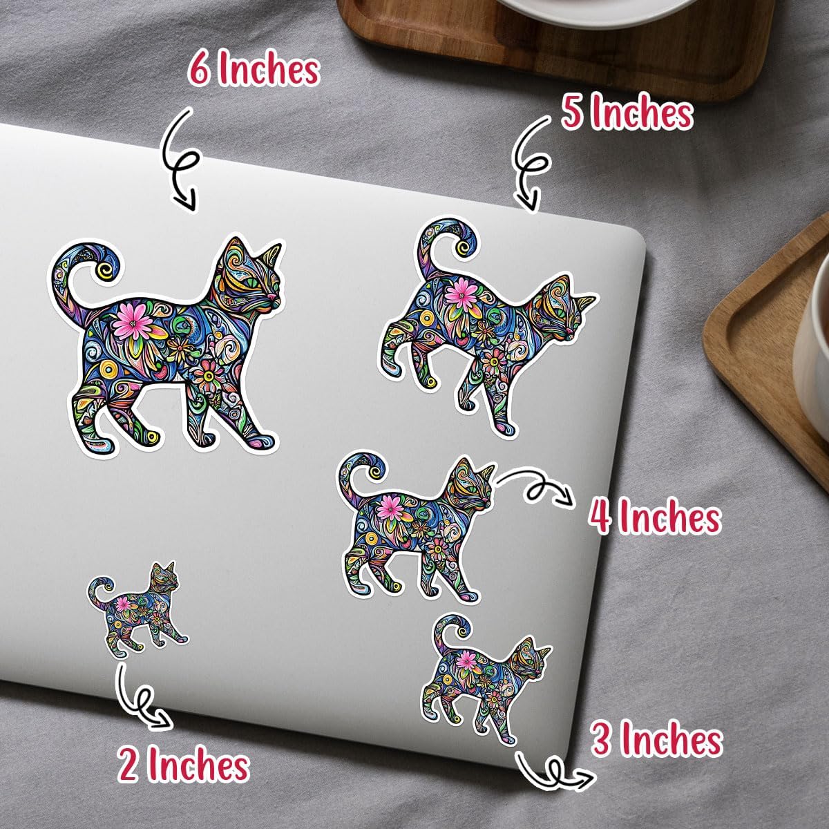 (3Pcs) Cat Funky Colors Glow Vinyl Bumper Decal Sticker, Cats Bumper Stickers, Color Cute Cats Decal - Stickers for Laptop Water Bottle Phone Car Window Helmet 3" (DR Cat 3)