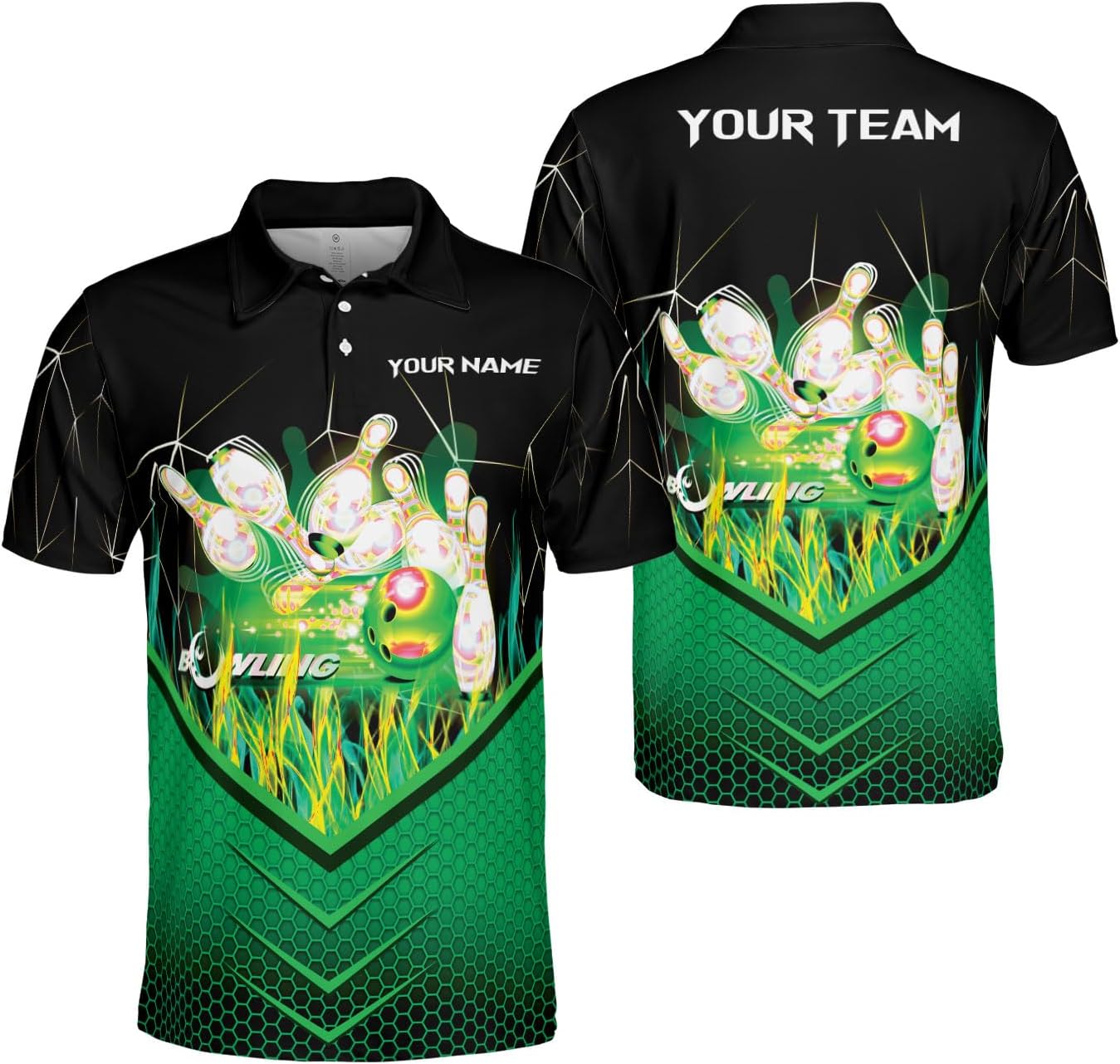 Ligthuy Personalized Name Bowling Polo Shirts 3D for Men and Women, Bowling Shirt, Bowling Shirts for Men Team Bowling Shirt