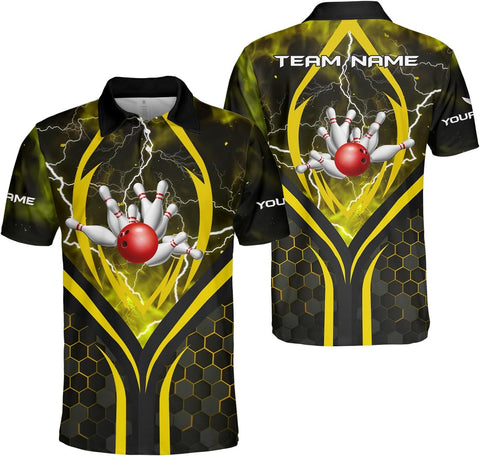 Ligthuy Personalized Name Bowling Polo Shirts 3D for Men and Women, Bowling Shirt, Bowling Team