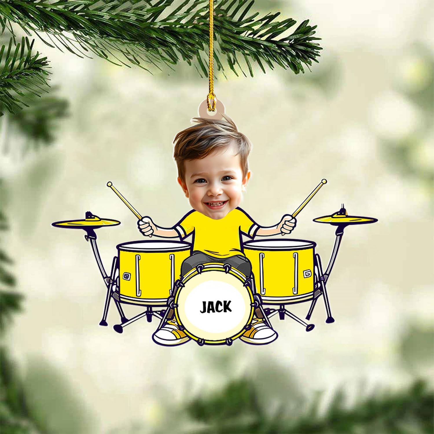 Podagree Personalized Drum Set Ornaments for Christmas, Customized Drummer Playing Drum Christmas Ornament, Custom Name Year Drummer Xmas Ornament, Instrument Ornaments, Drum Ornament Xmas (DRM10)