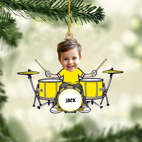 Podagree Personalized Drum Set Ornaments for Christmas, Customized Drummer Playing Drum Christmas Ornament, Custom Name Year Drummer Xmas Ornament, Instrument Ornaments, Drum Ornament Xmas (DRM10)
